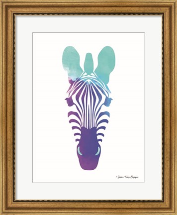 Framed Violet and Teal Zebra Print