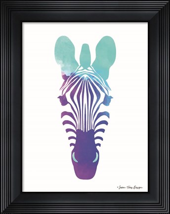 Framed Violet and Teal Zebra Print