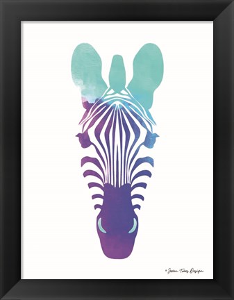 Framed Violet and Teal Zebra Print