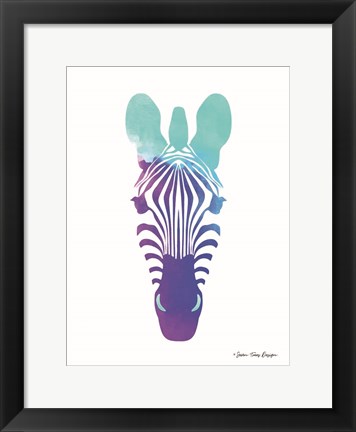 Framed Violet and Teal Zebra Print