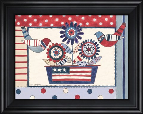 Framed Patriotic Birds and Flowers Print