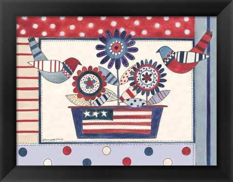 Framed Patriotic Birds and Flowers Print