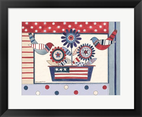 Framed Patriotic Birds and Flowers Print