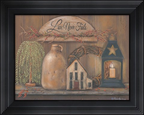Framed Love Never Fails Shelf Print