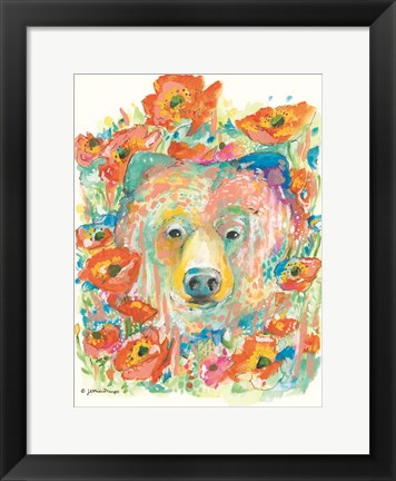 Framed Bear and Poppies Print