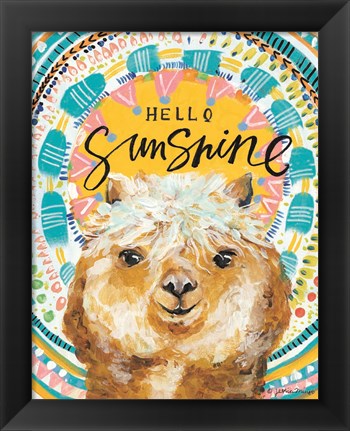 Framed Hello Sunshine Llama Print