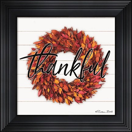 Framed Thankful Wreath Print
