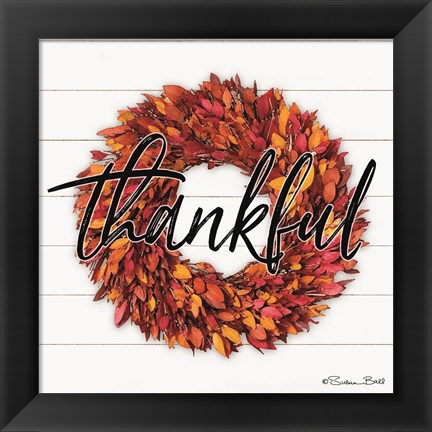 Framed Thankful Wreath Print