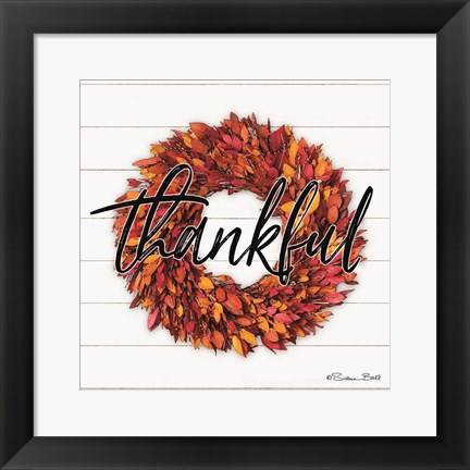 Framed Thankful Wreath Print