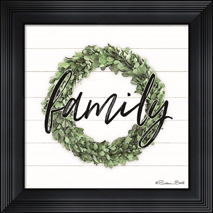 Framed Family Boxwood Wreath Print