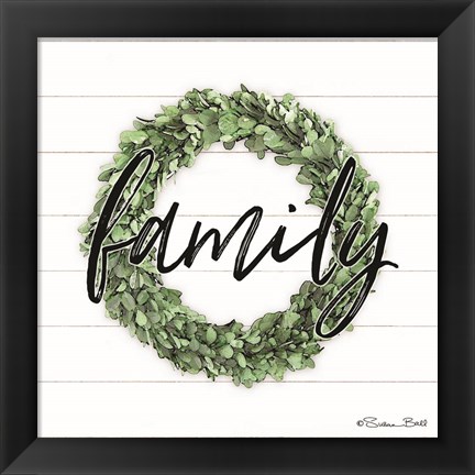 Framed Family Boxwood Wreath Print