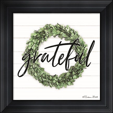 Framed Grateful Boxwood Wreath Print