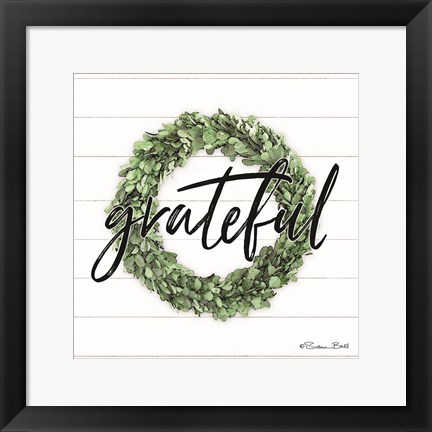 Framed Grateful Boxwood Wreath Print