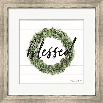 Framed Blessed Boxwood Wreath Print