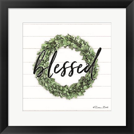 Framed Blessed Boxwood Wreath Print