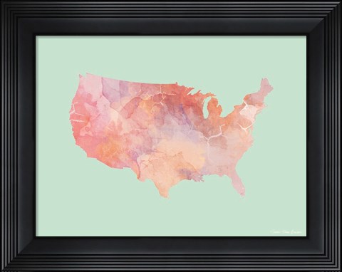 Framed Marble USA Map Print