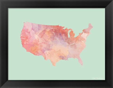 Framed Marble USA Map Print