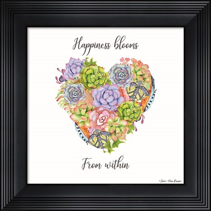Framed Happiness Blooms Succulents Print