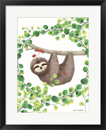 Framed Hanging Around Sloth I Print