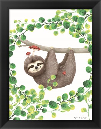 Framed Hanging Around Sloth I Print