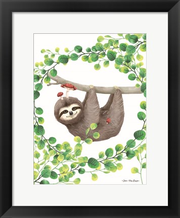 Framed Hanging Around Sloth I Print