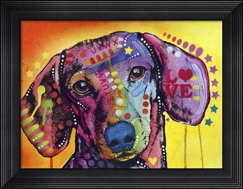 Framed Tilt Dachshund Love Print