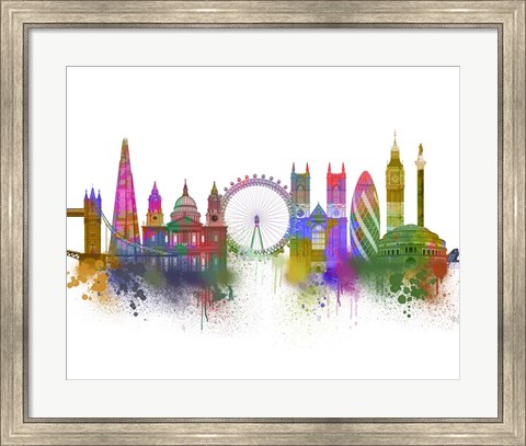 Framed London Skyline Rainbow Bright Print