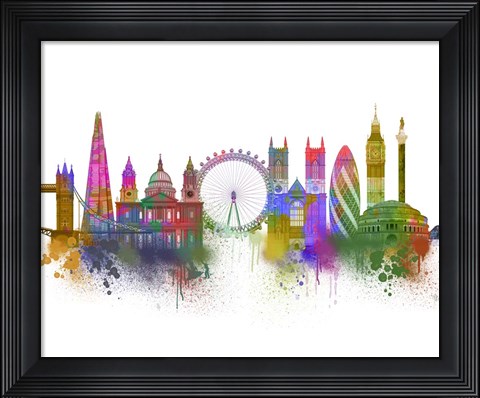 Framed London Skyline Rainbow Bright Print