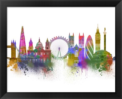 Framed London Skyline Rainbow Bright Print