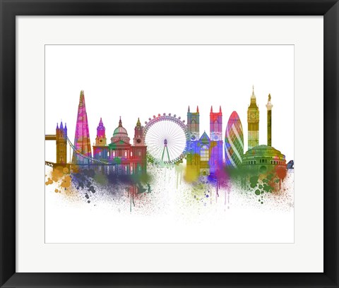 Framed London Skyline Rainbow Bright Print