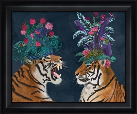 Framed Hot House Tigers, Pair, Dark Print