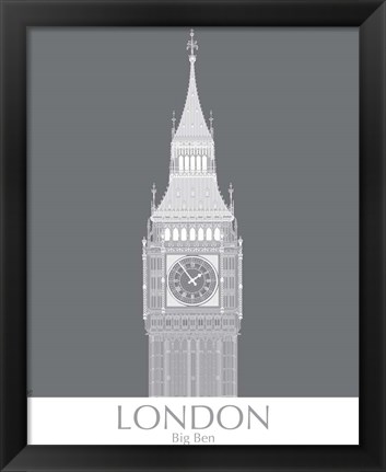 Framed London Big Ben Monochrome Print
