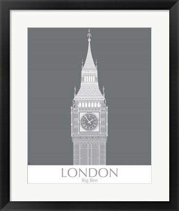 Framed London Big Ben Monochrome Print