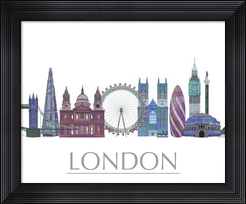 Framed London Skyline Coloured Buildings Print