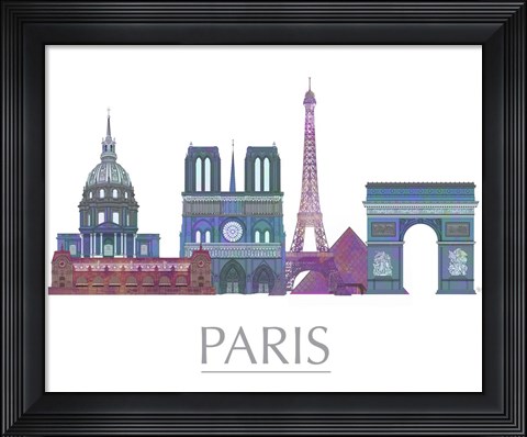Framed Paris Skyline Coloured Buildings Print