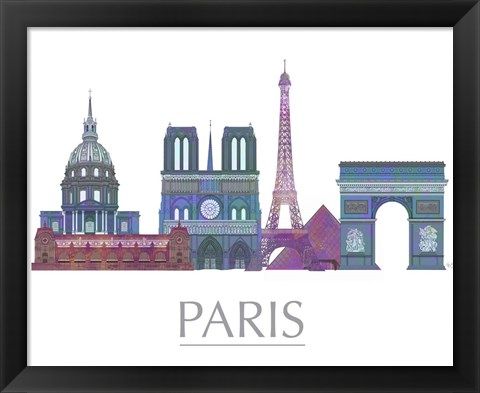 Framed Paris Skyline Coloured Buildings Print