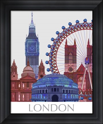 Framed London Landmarks , Red Blue Print