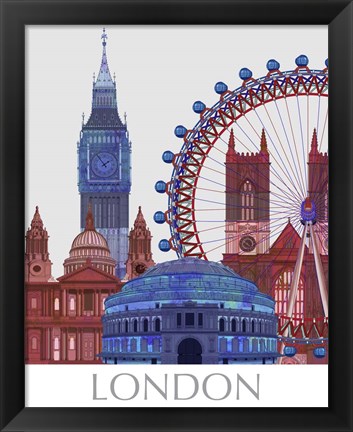 Framed London Landmarks , Red Blue Print