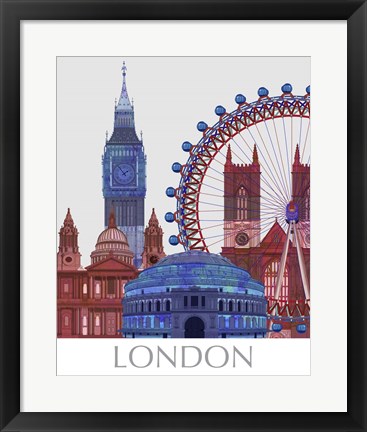 Framed London Landmarks , Red Blue Print