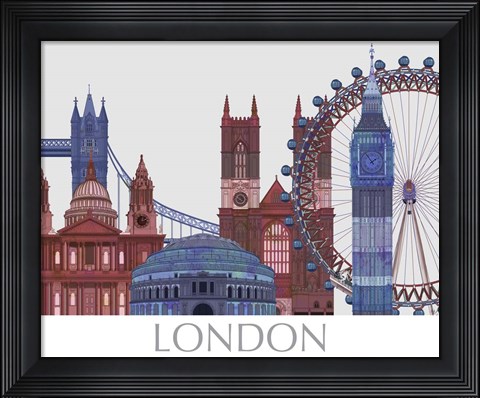Framed London Landmarks , Red Blue Print