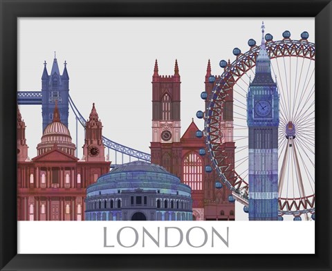 Framed London Landmarks , Red Blue Print