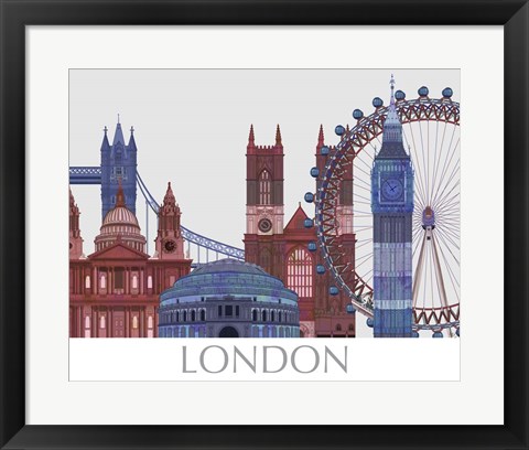 Framed London Landmarks , Red Blue Print