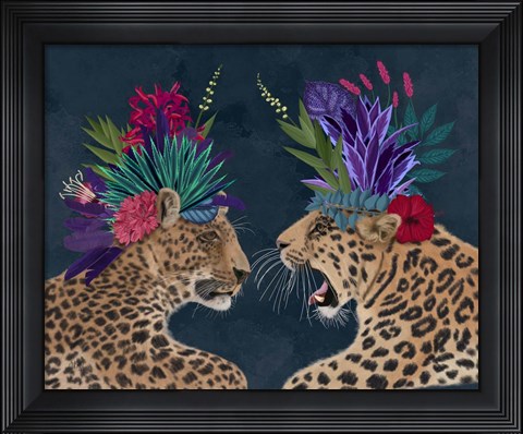 Framed Hot House Leopards, Pair, Dark Print