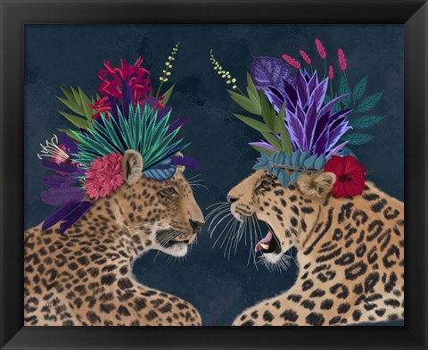 Framed Hot House Leopards, Pair, Dark Print