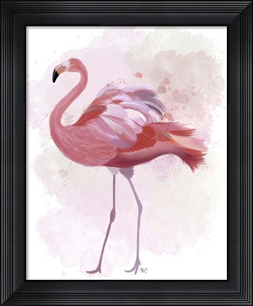 Framed Fluffy Flamingo 1 Print