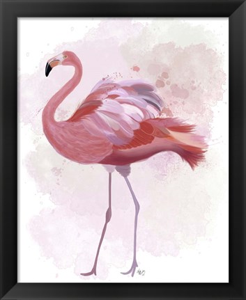 Framed Fluffy Flamingo 1 Print