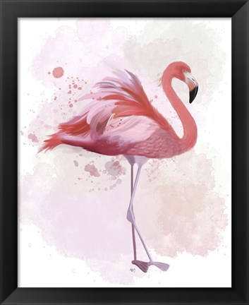 Framed Fluffy Flamingo 2 Print