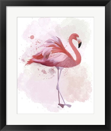 Framed Fluffy Flamingo 2 Print