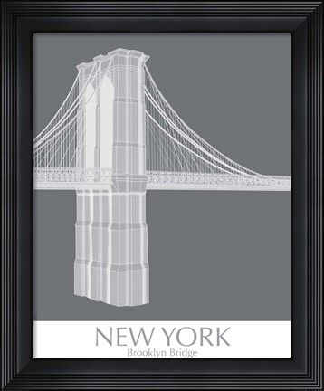Framed New York Brooklyn Bridge Monochrome Print
