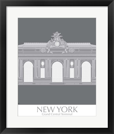 Framed New York Grand Central Monochrome Print